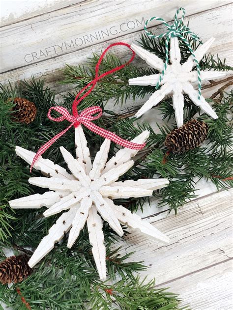 Clothespin Snowflake Ornaments Crafty Morning