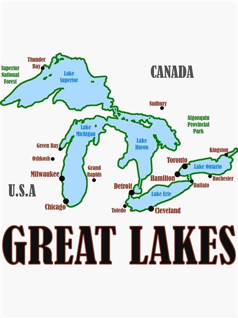 Great Lakes Region Map Sticker For Sale By Beery Redbubble