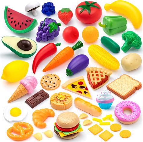 Joyin 50 Pieces Kids Plastic Play Food Toys Fake Food
