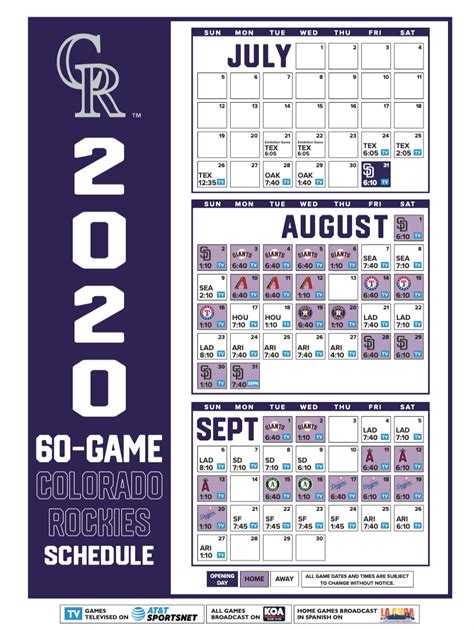 Colorado Rockies Officially Release 60 Game Schedule Denverfan