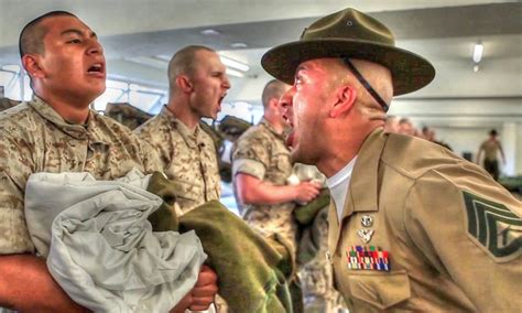 Marine Corps Boot Camp Recruits Meet Drill Instructors