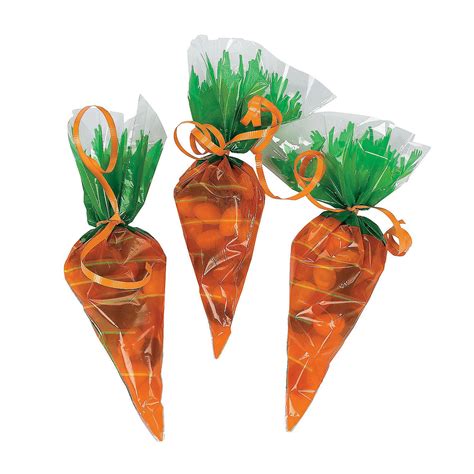Carrot Shaped Cellophane Bags Easter Goodie Bags Rabbit Baby Shower