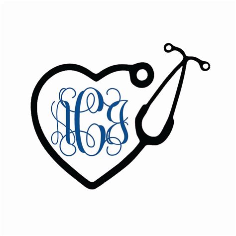 Nurse Monogram Decal Heart Stethoscope Iron On Or Stick On Decal By
