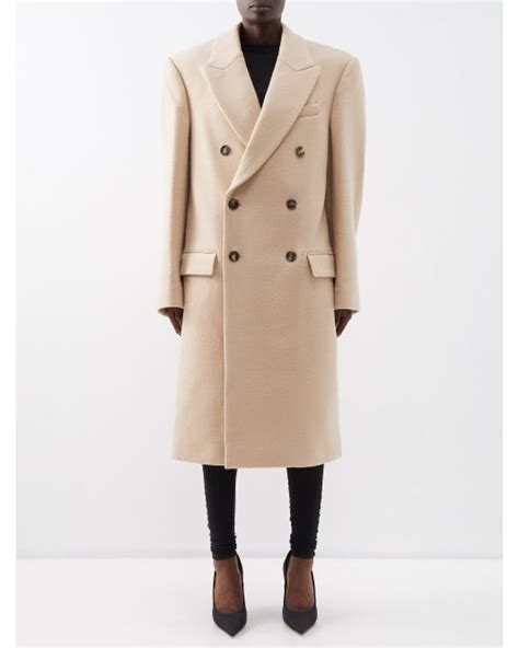 wardrobe nyc x hailey bieber double breasted wool coat in natural lyst