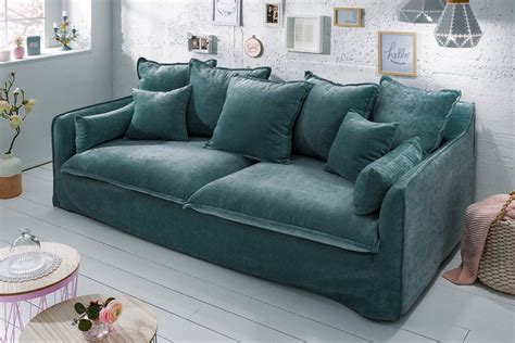 3 sitzer sofa mit federkern bei lionshome: riess-ambiente 3-Sitzer »HEAVEN 210cm petrol«, 1 Teile ...