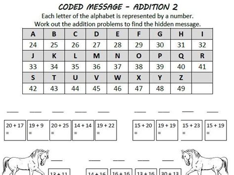Fun Coded Message Addition Practice Worksheets Teaching Resources