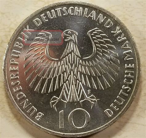 1972 German 10 Mark F Deutschemark Olympics Silver Coin Cased Collector