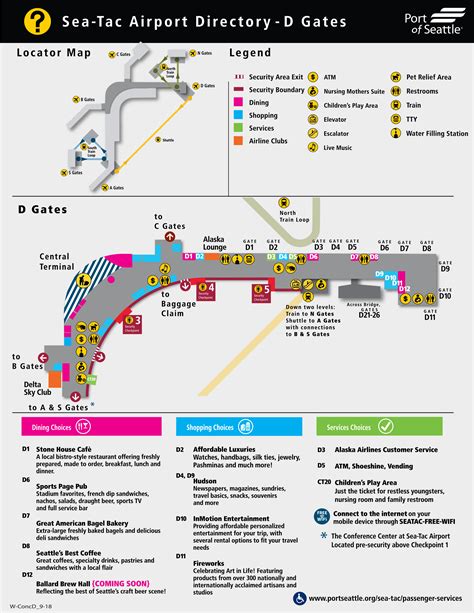 Seattle Tacoma Airport Map Sea Printable Terminal Maps Shops Food