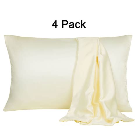 4 Pack Luxury Satin Pillowcase Cooling Silk Pillow Slip Cases Covers