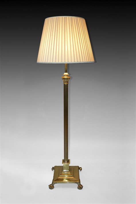 Antique Brass Adjustable Reeded Column Standard Lamp
