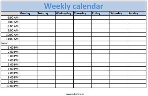 1 Week Blank Calendar Printable Calendar Template Printable