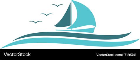 Ocean Sailing Boat Logo Royalty Free Vector Image