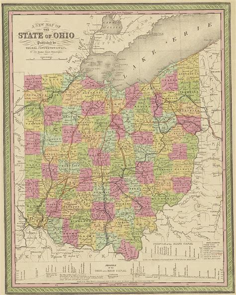1850 Historical Map Of Ohio In Color Photograph By Toby Mcguire Fine