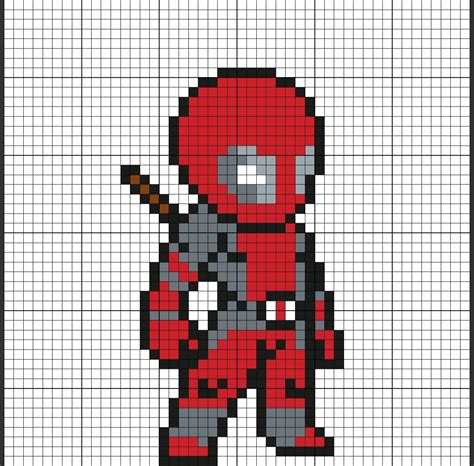 Pixelart Deadpool Dead Pool Pixel Art Perler Bead Patterns Beading