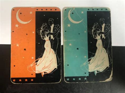 Vintage Retro Art Deco Swap Playing Cards Silhouette Man Lady