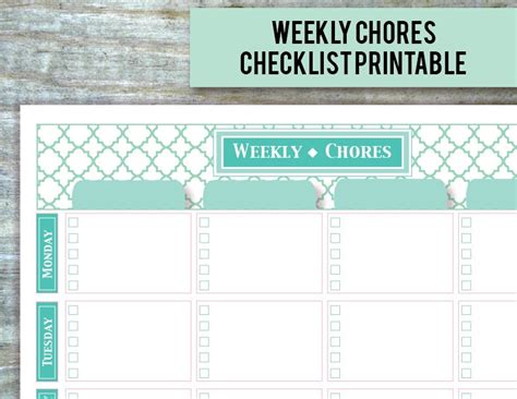 Printable Weekly Chore Chart Editable Pdf By Nixieknoxdesigns
