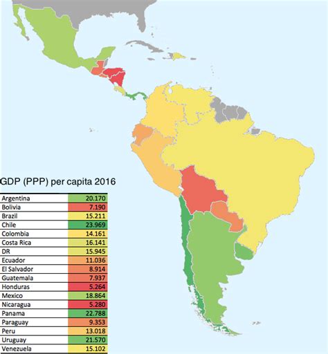 Latin American Countries By Gdp Ppp Per Capita 2016 Vivid Maps