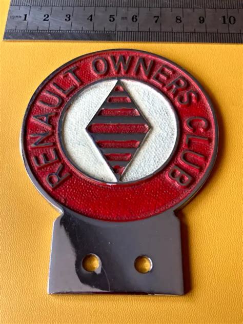 Vintage Early Original Renault Owners Club Enamel Car Badge Red £24