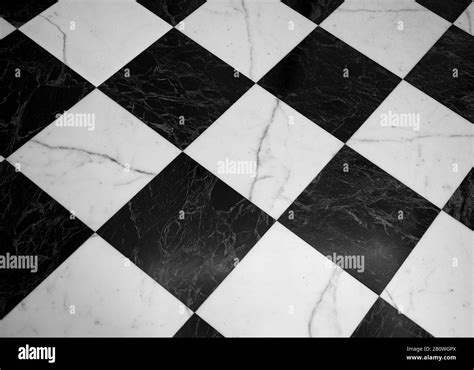 Vintage Black And White Marble Checkered Floor Useful As A Background