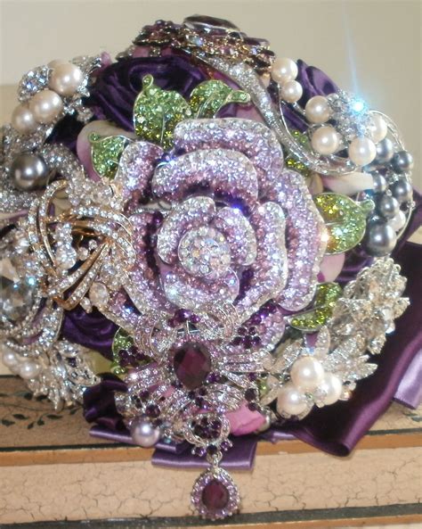 Jeweled Wedding Bouquet Designed With Crystal Brooches Pearls