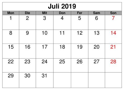 Kalender Juli 2019 Zum Ausdrucken Word Financial Report