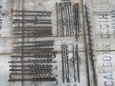 Assorted Old Wood Auger Bits For Hand Brace Drills Vintage Tool Lot