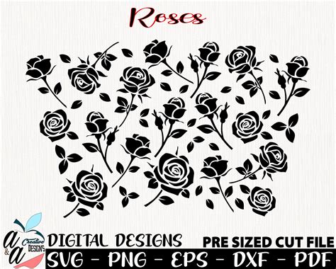 Roses Svg Roses Svg Design Roses Full Wrap 24 Oz Love Svg Etsy