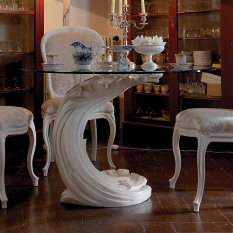 Exclusive Italian Pedestal Round Glass Dining Table Juliettes Interiors