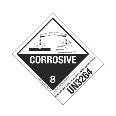 Hazmat Shipping Labels Corrosive Liquid Acidic Inorganic Nos