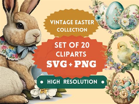 20 Easter Svg Bundle Easter Png Clipart Set Digital Download For