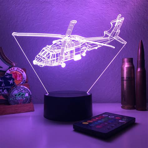 Mh 60r Seahawk Helicopter 3d Optical Illusion Lamp Etsy