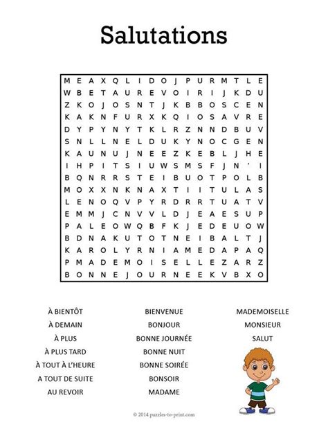 Free Printable French Salutations Word Search Teaching French French