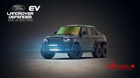 Land Rover Defender Envisioned As A Fully Electric 6×6 Monster Pickup