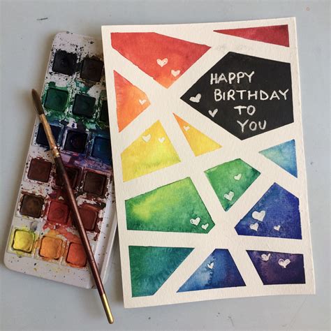 Hand Painted Watercolor Bright Color Birthday Cards Set Of Three Unique Handmade Cards Paper