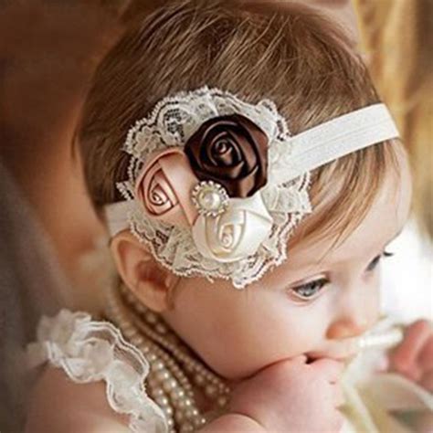 Cute Newborn Flower Lace Headband Girls Rose Flower Headbands In Hair