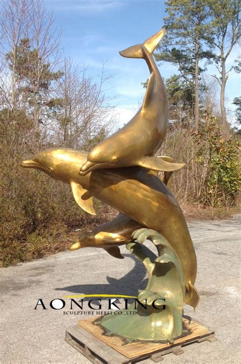 Bronze Golden Dolphin Sculpture Metal Decorgarden Art Sculpture
