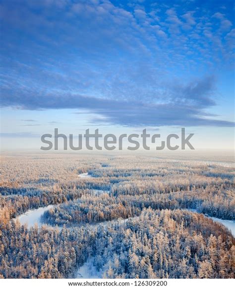 Aerial View Forest River During Winter Stock Photo 126309200 Shutterstock