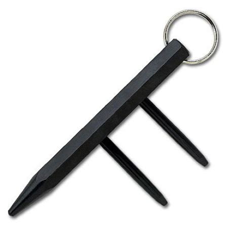 keychain defense black two spike metal kubaton true swords