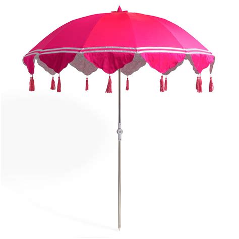 Pink Taffeta Garden Parasol With Tassels By East London Parasol Company