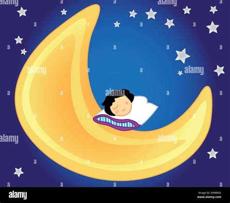 Baby Girl Sleeping On The Moon Stock Vector Image And Art Alamy