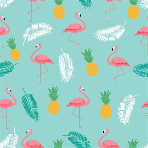 Colorful Pink Flamingo Seamless Pattern Background Vector Illustration