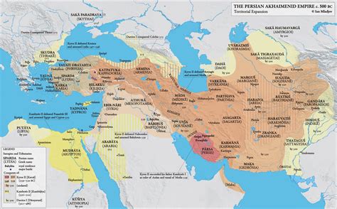 Map Of The First Persian Empire Achaemenid Empire Around 500 B C