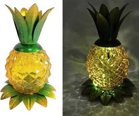Pineapple Solar Lights Decor Metal Glass Pineapple Ornament Solar