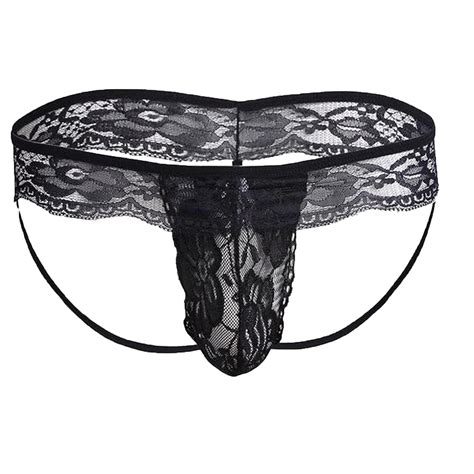 Mens Lace See Through G String Floral G Strings Underwear Mesh Thongs