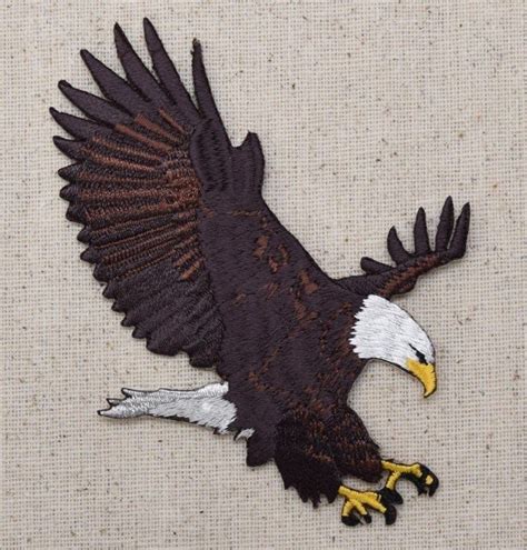 Iron On Embroidered Applique Patch Patriotic American Bald Eagle