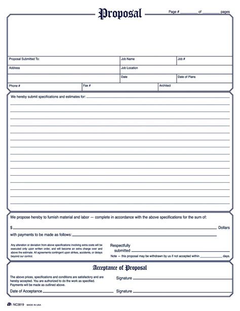 Free Printable Contractor Proposal Forms Free Printable