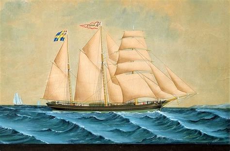 Lp Sjostrom Ship Portrait Of The Swedish Barquetine Flamingo Ca