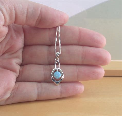 Sterling Silver Sky Blue Opal Pendant And Chain Blue Opal Necklace Uk