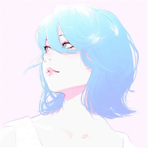 Ilya Kuvshinov Original Bad Id Bad Tumblr Id 1girl Black Eyes Blue Hair Lips Parted Lips