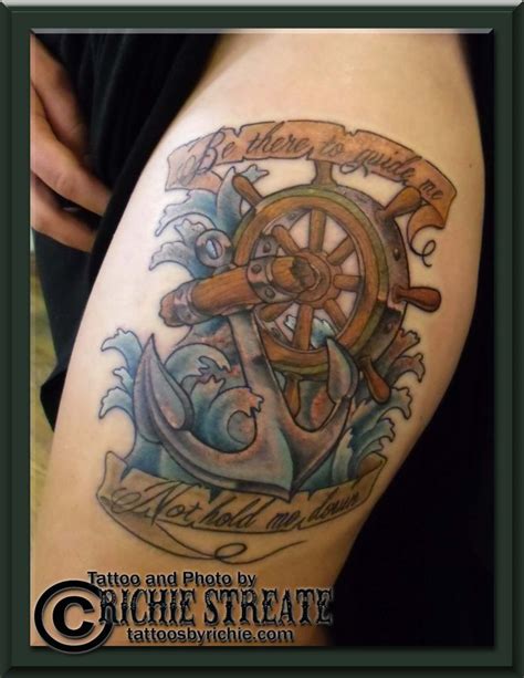 Unique and awesome embroidery designs. Traditional Anchor and Ships Wheel Tattoo, well maybe a ...